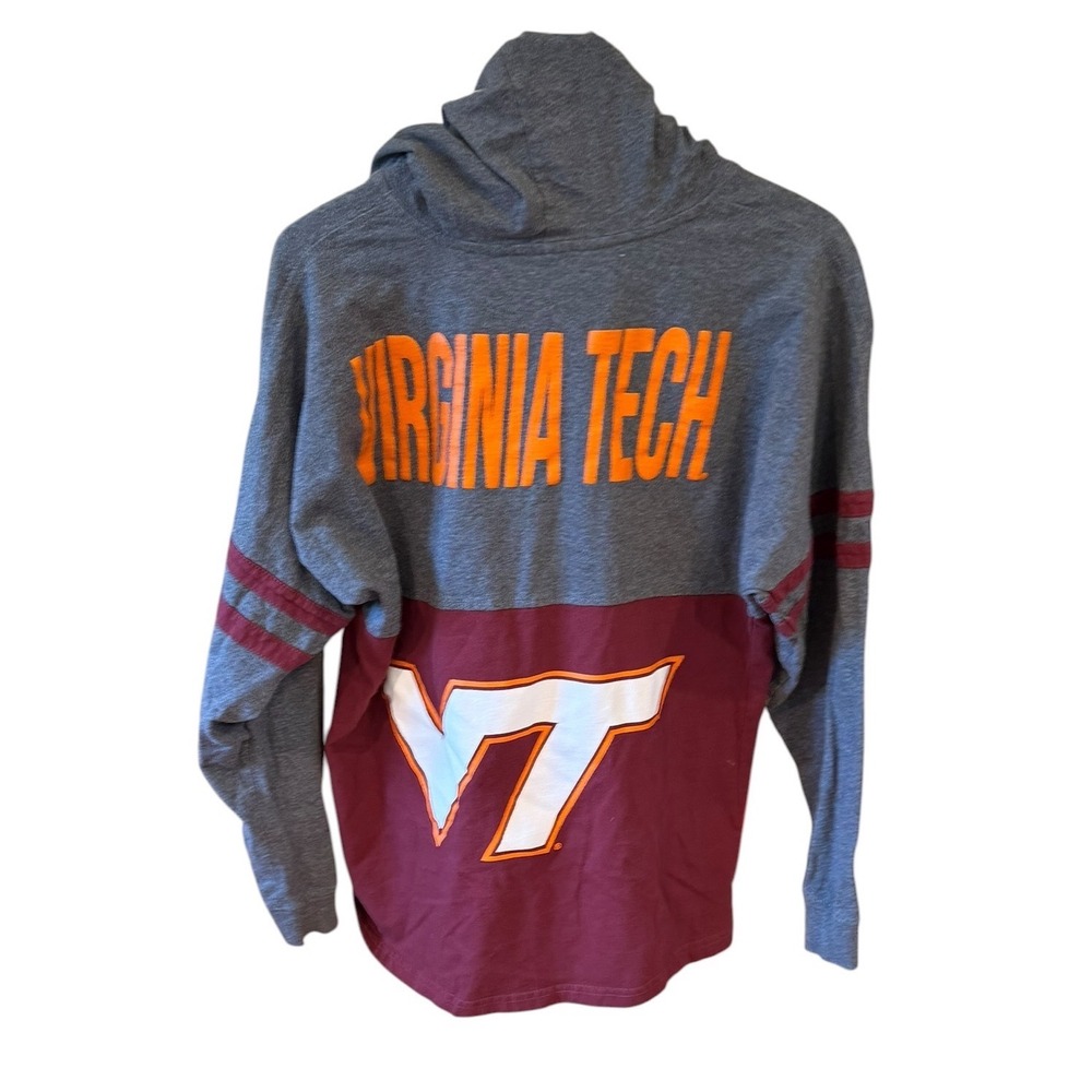 Boxercraft Virginia Tech Hokies Hooded Shirt Womens Medium Grey Maroon VT Logo